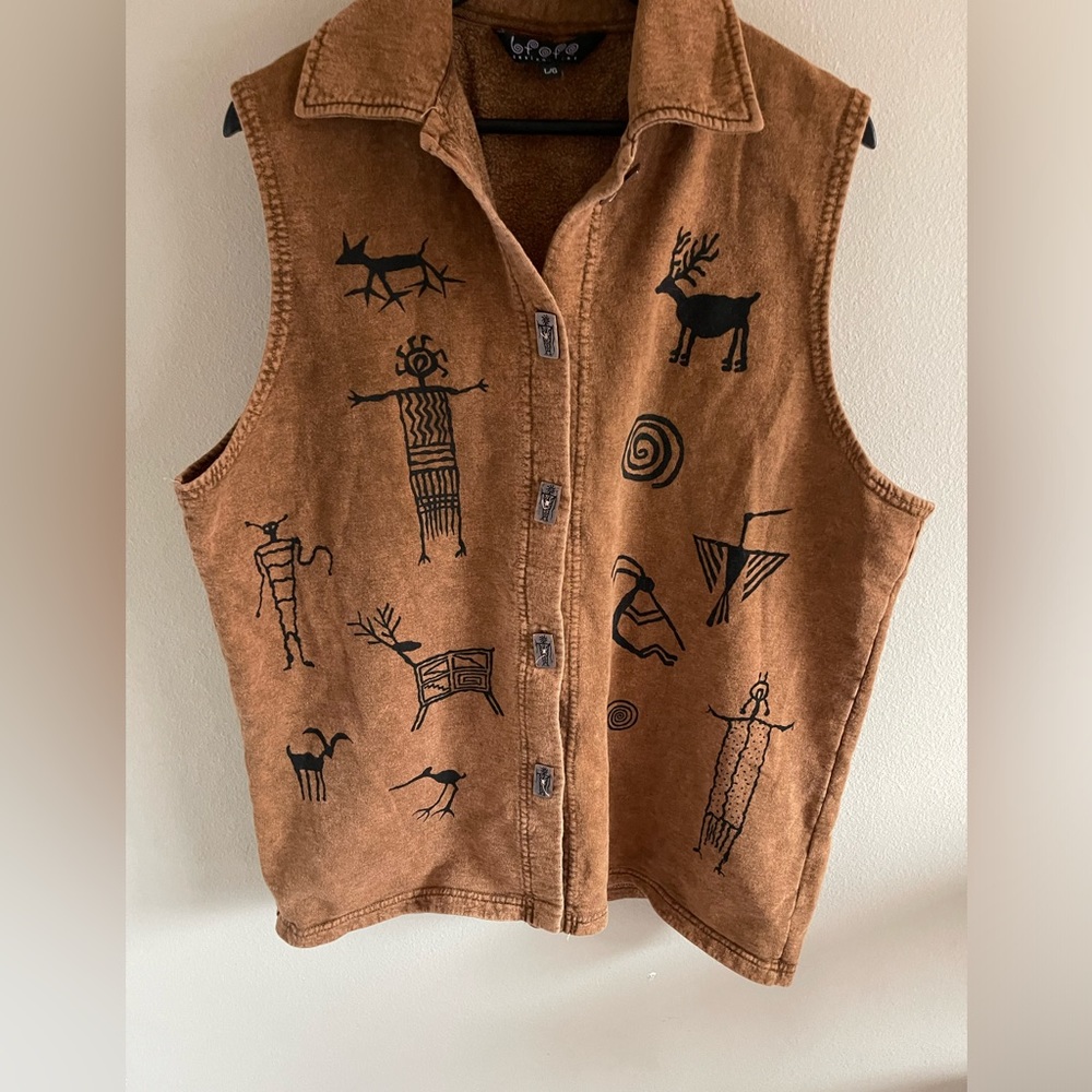 Vintage Womens Bfofo Sketch Design Vest - Large